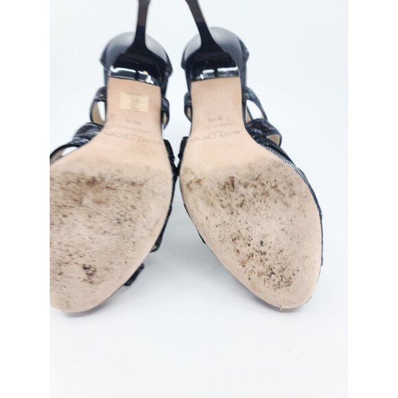 Jimmy Choo Collar 100 Metallic Gold Black Ankle Strap Sandals Size 36.5 - Picture 6 of 6